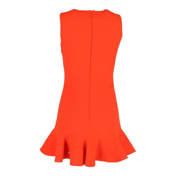 Victoria, Victoria Beckham Flounce Hem Shift Dress in Orange Wool - Picture 3 of 3